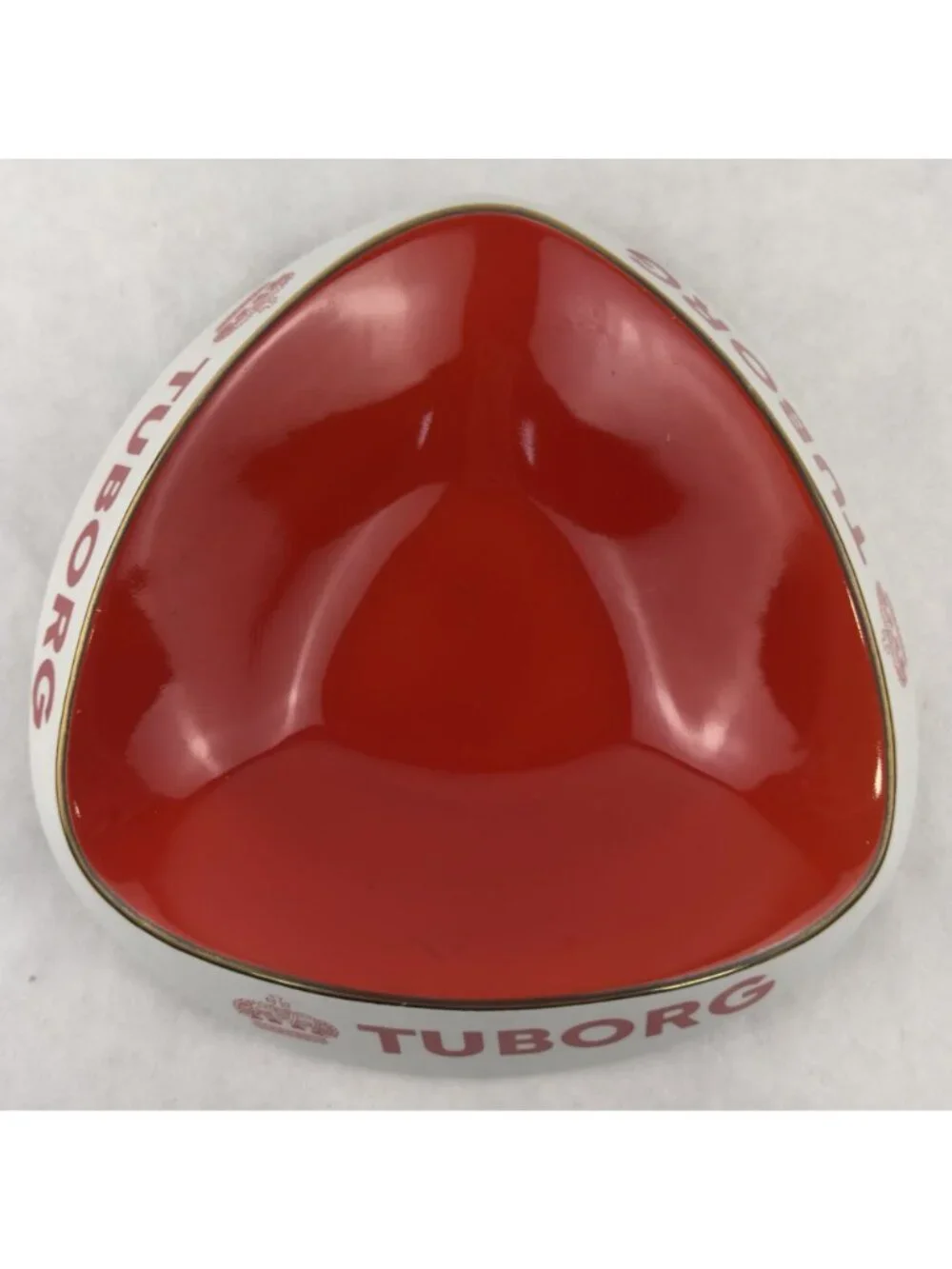 Vintage Tuborg Beer Advertising Ashtray Lunéville France Porcelain Red Barware